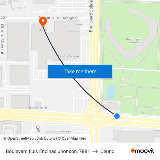 Boulevard Luis Encinas Jhonson, 7881 to Ceuno map