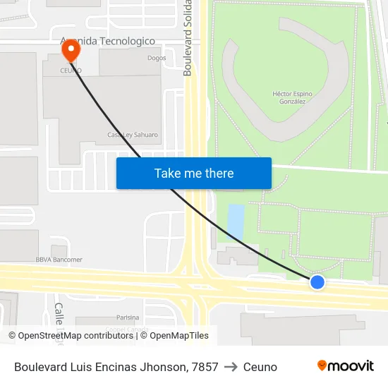 Boulevard Luis Encinas Jhonson, 7857 to Ceuno map