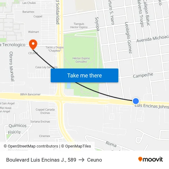 Boulevard Luis Encinas J., 589 to Ceuno map