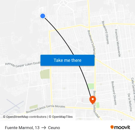Fuente Marmol, 13 to Ceuno map