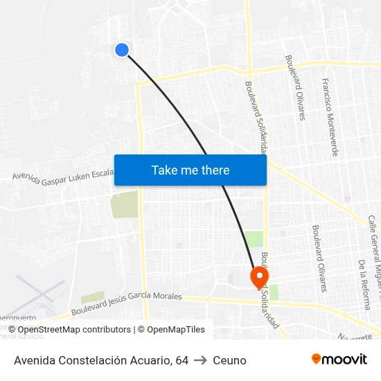 Avenida Constelación Acuario, 64 to Ceuno map