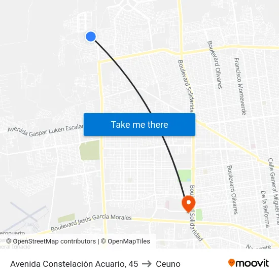 Avenida Constelación Acuario, 45 to Ceuno map