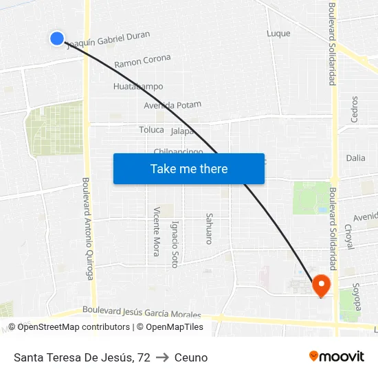 Santa Teresa De Jesús, 72 to Ceuno map