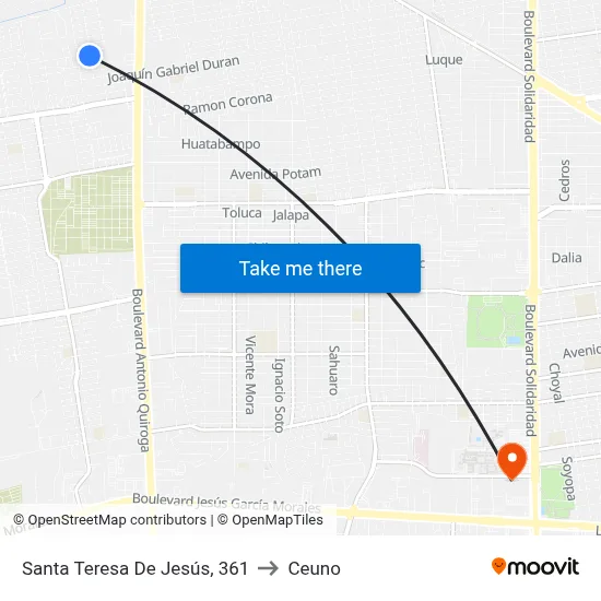 Santa Teresa De Jesús, 361 to Ceuno map