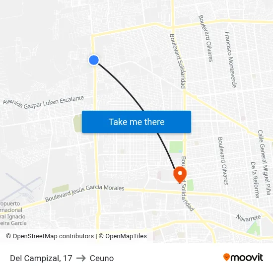 Del Campizal, 17 to Ceuno map