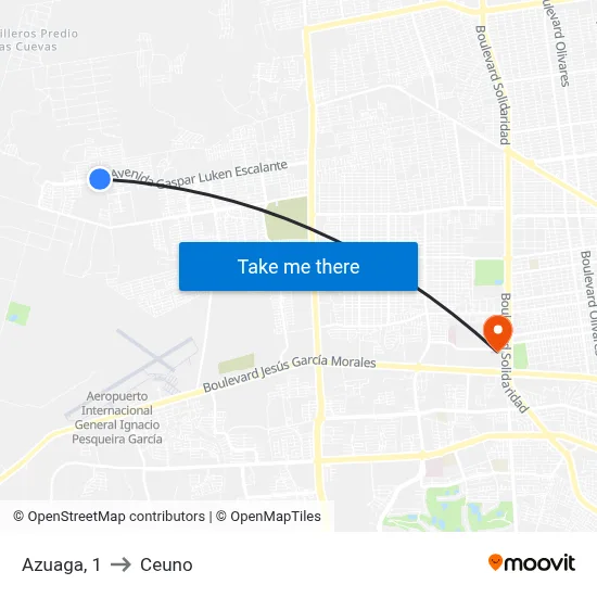 Azuaga, 1 to Ceuno map