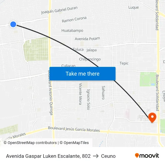 Avenida Gaspar Luken Escalante, 802 to Ceuno map