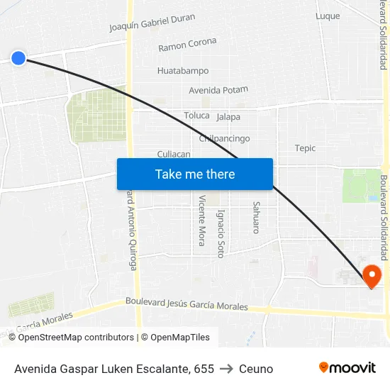 Avenida Gaspar Luken Escalante, 655 to Ceuno map