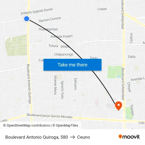 Boulevard Antonio Quiroga, 580 to Ceuno map