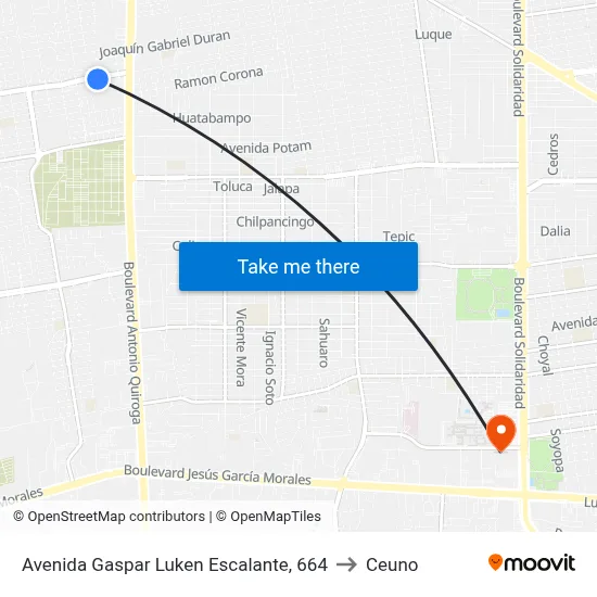 Avenida Gaspar Luken Escalante, 664 to Ceuno map