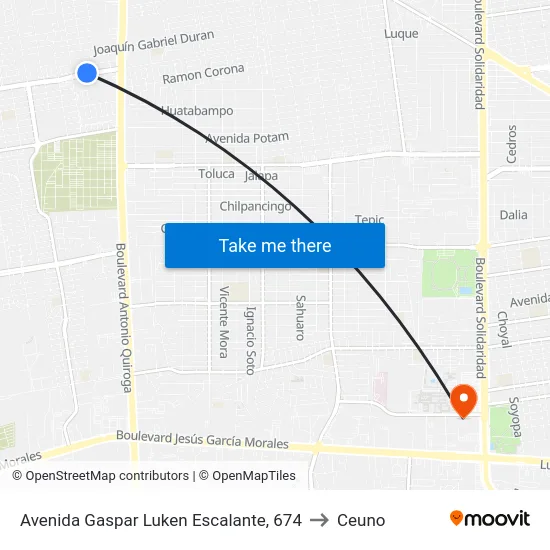 Avenida Gaspar Luken Escalante, 674 to Ceuno map