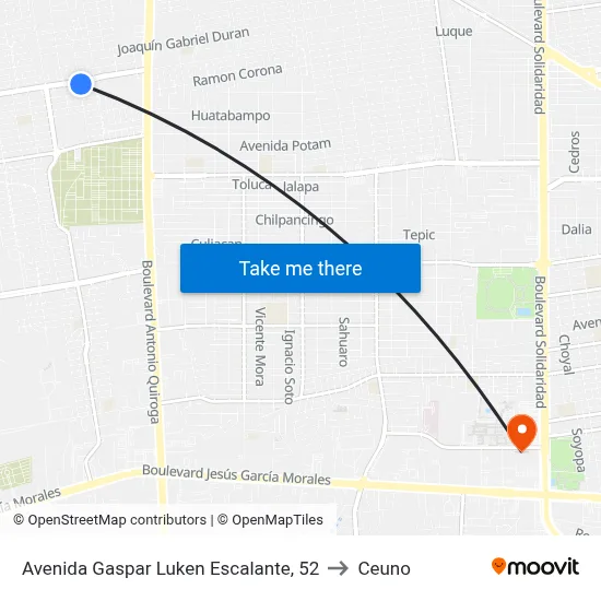 Avenida Gaspar Luken Escalante, 52 to Ceuno map