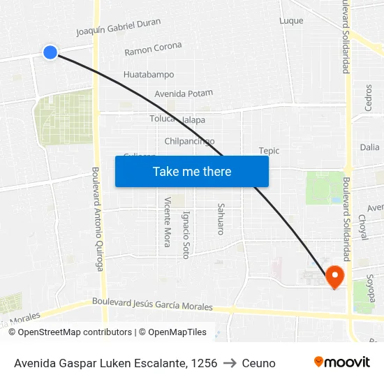 Avenida Gaspar Luken Escalante, 1256 to Ceuno map
