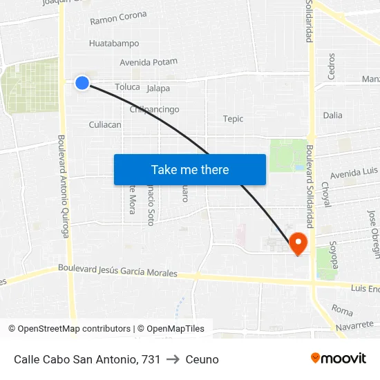 Calle Cabo San Antonio, 731 to Ceuno map
