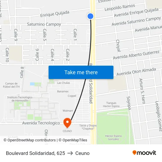 Boulevard Solidaridad, 625 to Ceuno map