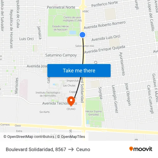 Boulevard Solidaridad, 8567 to Ceuno map