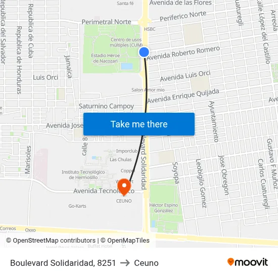 Boulevard Solidaridad, 8251 to Ceuno map