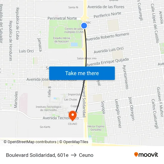 Boulevard Solidaridad, 601e to Ceuno map