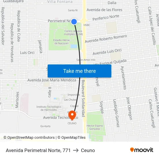 Avenida Perimetral Norte, 771 to Ceuno map