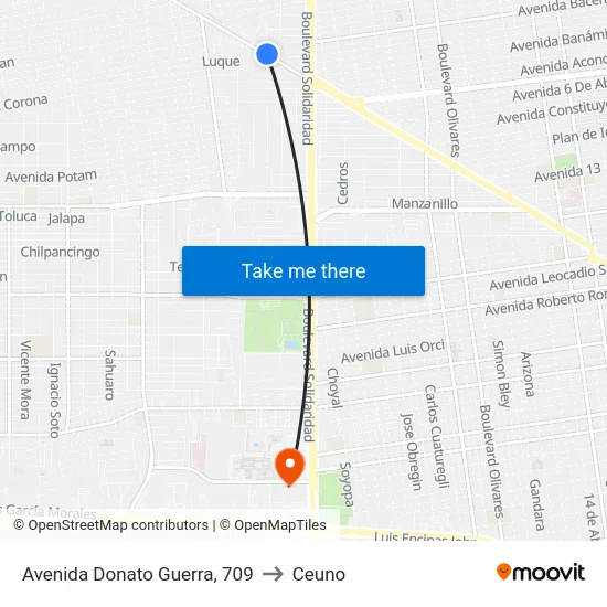 Avenida Donato Guerra, 709 to Ceuno map
