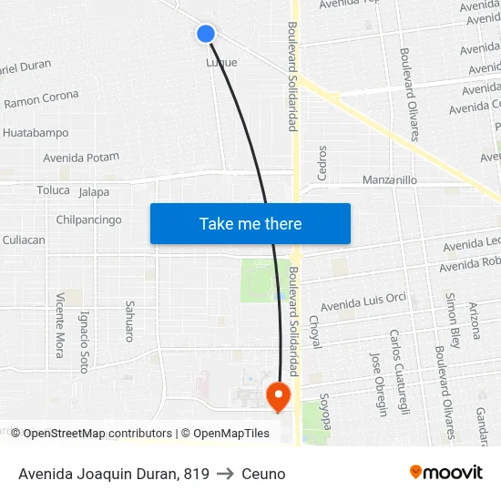 Avenida Joaquin Duran, 819 to Ceuno map