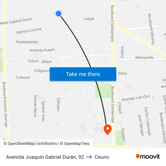 Avenida Joaquín Gabriel Durán, 92 to Ceuno map