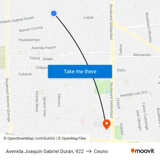 Avenida Joaquín Gabriel Durán, 922 to Ceuno map