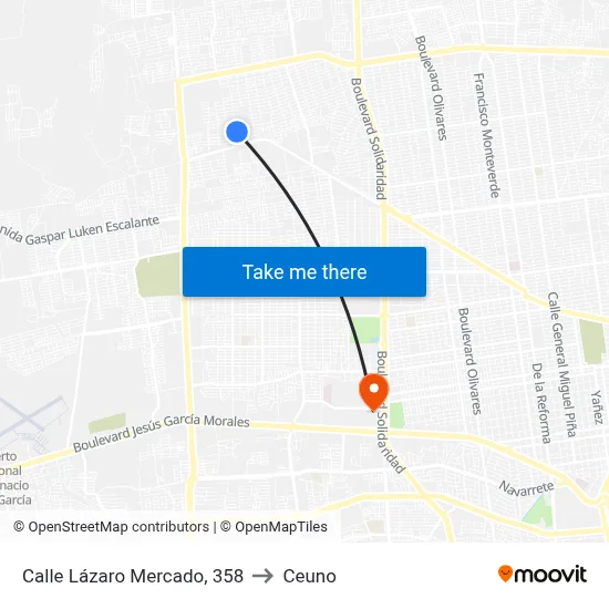 Calle Lázaro Mercado, 358 to Ceuno map