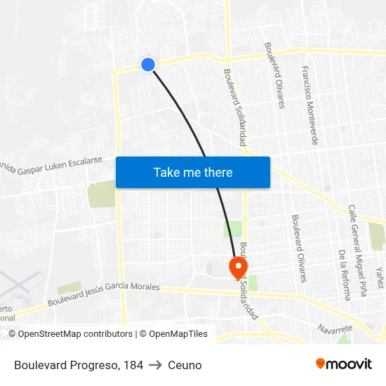 Boulevard Progreso, 184 to Ceuno map