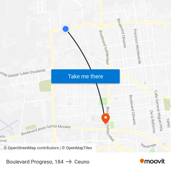 Boulevard Progreso, 184 to Ceuno map
