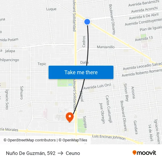 Nuño De Guzmán, 592 to Ceuno map