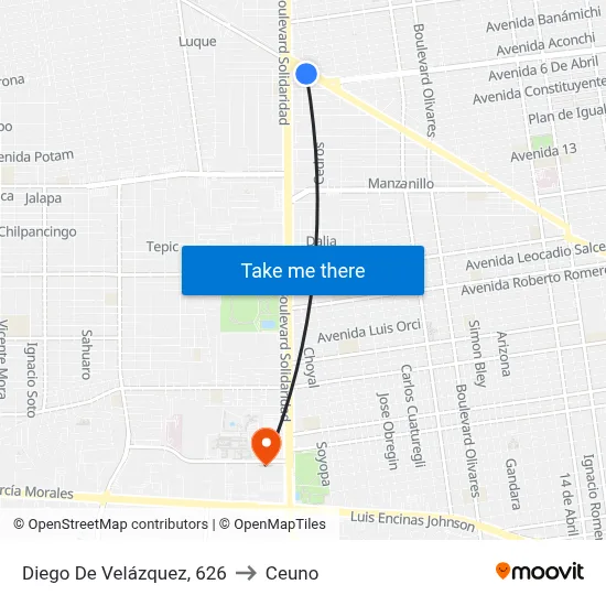 Diego De Velázquez, 626 to Ceuno map