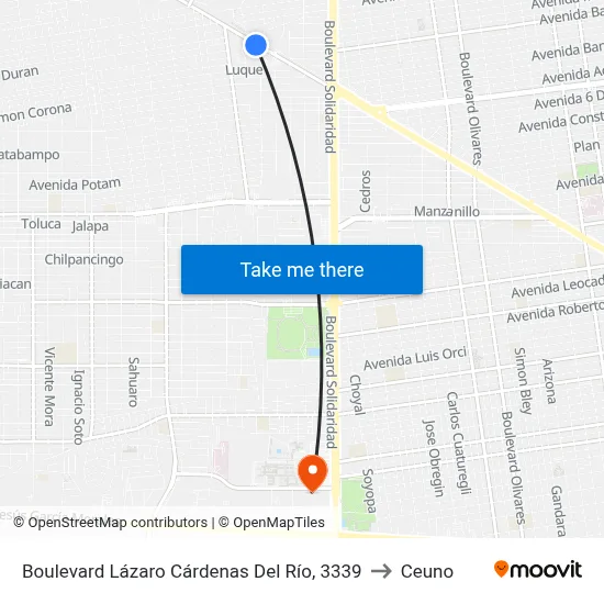 Boulevard Lázaro Cárdenas Del Río, 3339 to Ceuno map