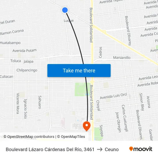 Boulevard Lázaro Cárdenas Del Río, 3461 to Ceuno map