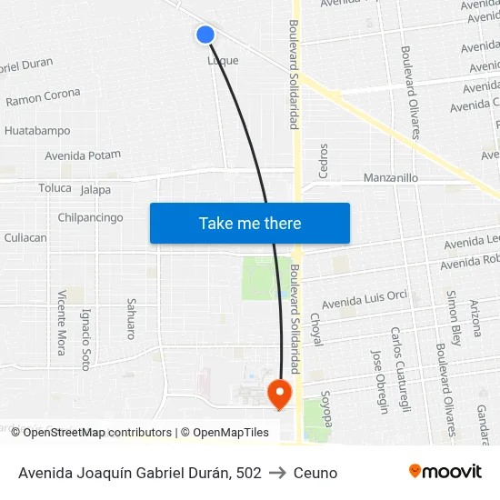 Avenida Joaquín Gabriel Durán, 502 to Ceuno map