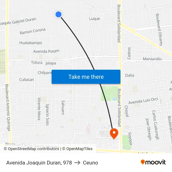 Avenida Joaquin Duran, 978 to Ceuno map