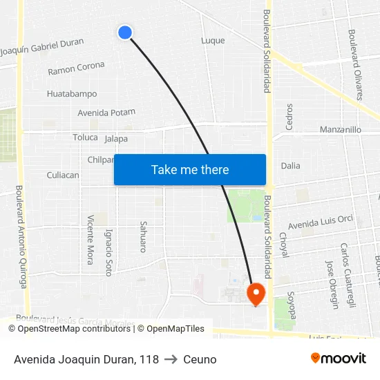 Avenida Joaquin Duran, 118 to Ceuno map