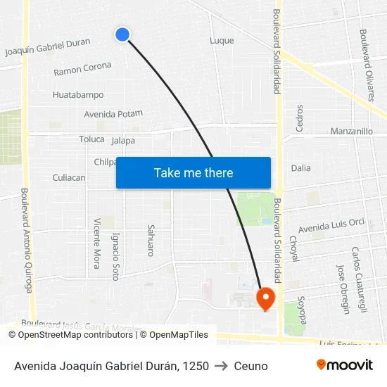 Avenida Joaquín Gabriel Durán, 1250 to Ceuno map