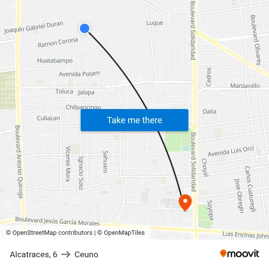 Alcatraces, 6 to Ceuno map