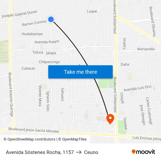 Avenida Sóstenes Rocha, 1157 to Ceuno map
