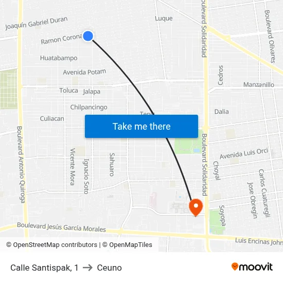 Calle Santispak, 1 to Ceuno map