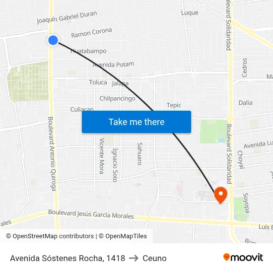 Avenida Sóstenes Rocha, 1418 to Ceuno map