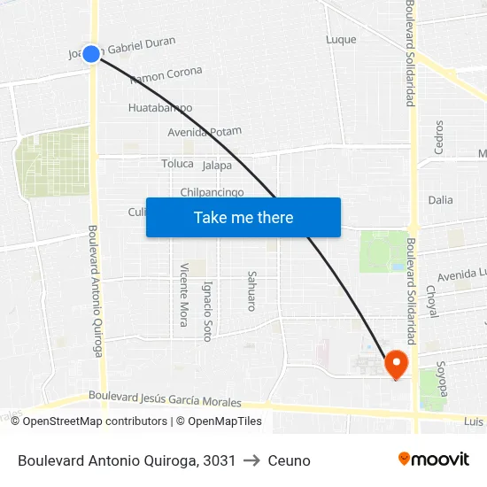 Boulevard Antonio Quiroga, 3031 to Ceuno map