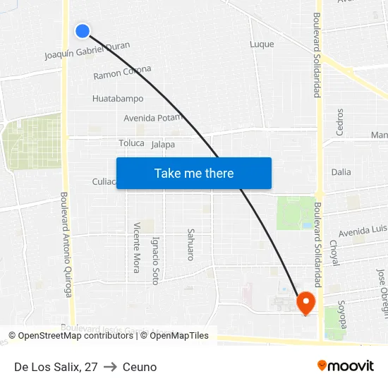 De Los Salix, 27 to Ceuno map