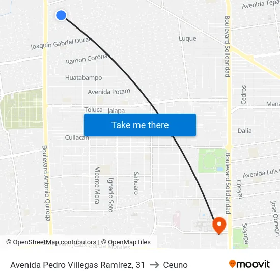 Avenida Pedro Villegas Ramírez, 31 to Ceuno map
