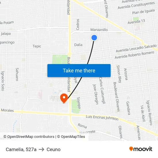 Camelia, 527a to Ceuno map