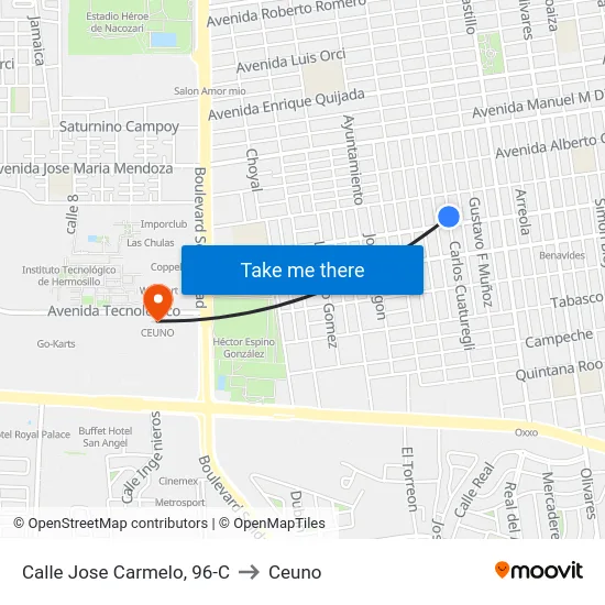 Calle Jose Carmelo, 96-C to Ceuno map
