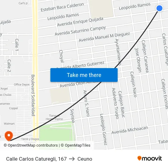 Calle Carlos Caturegli, 167 to Ceuno map
