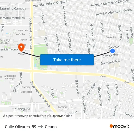 Calle Olivares, 59 to Ceuno map