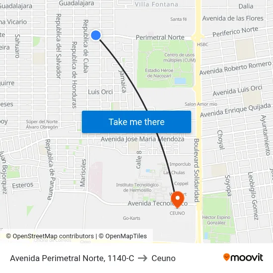 Avenida Perimetral Norte, 1140-C to Ceuno map